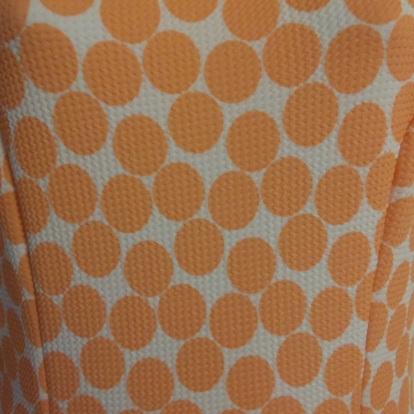 🧡 EZRA: Peach Polka Dot Fit & Flare Dress Large - Picture 7 of 8
